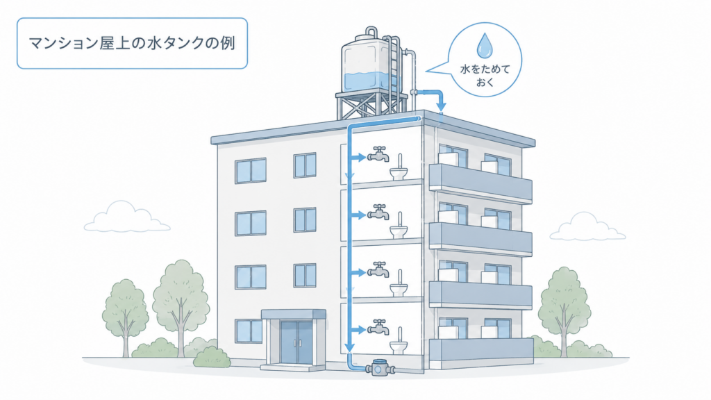 マンション屋上の貯水タンクの例